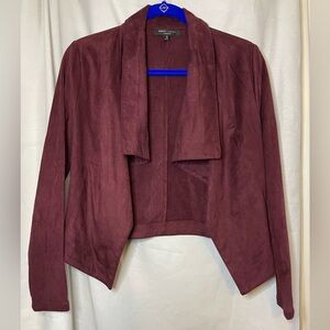 Romeo & Juliet Couture Maroon Red Faux Suede Open Front Blazer/Jacket Size M